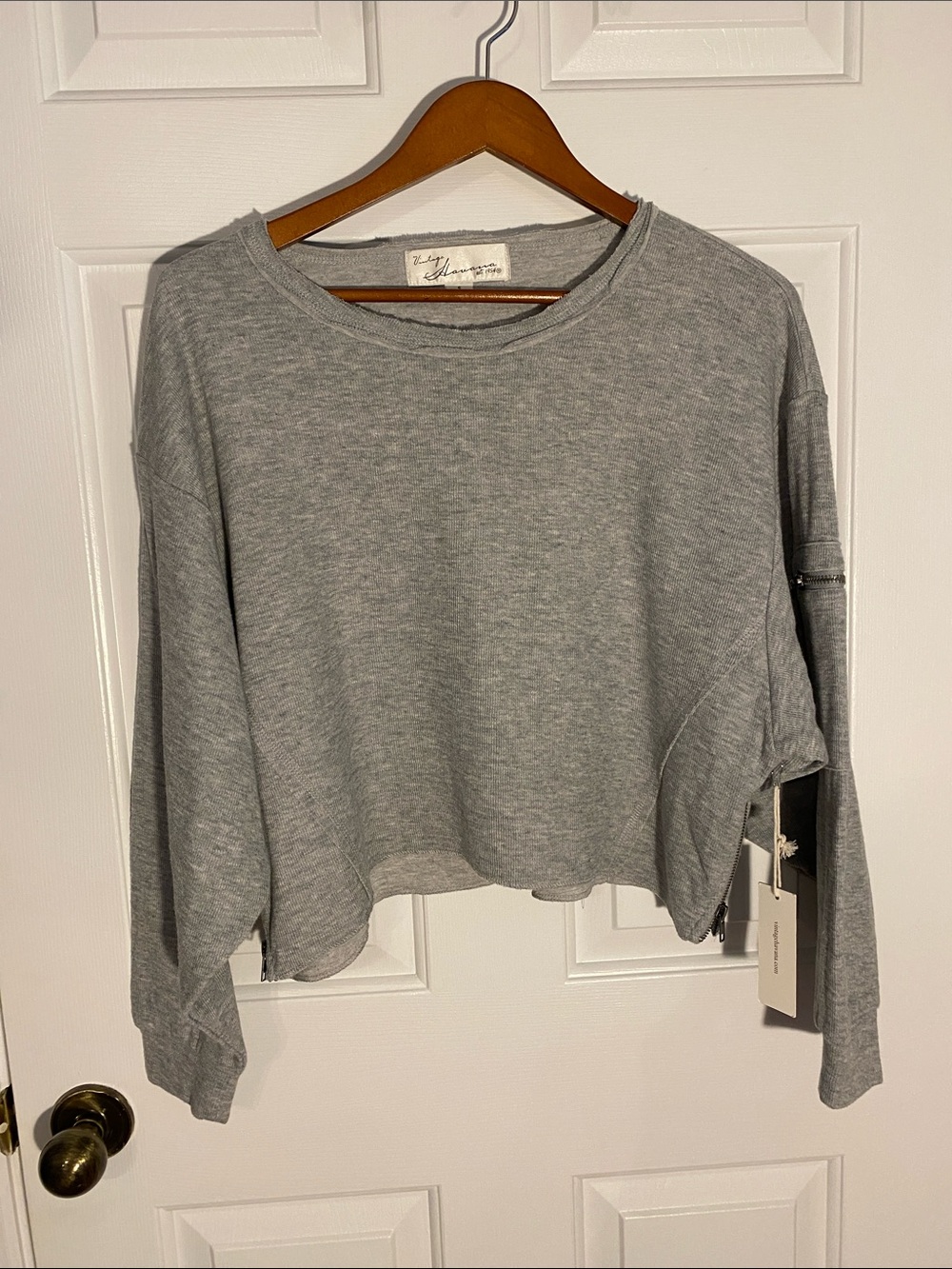 Vintage Havana Heather Gray Cropped Sweatshirt